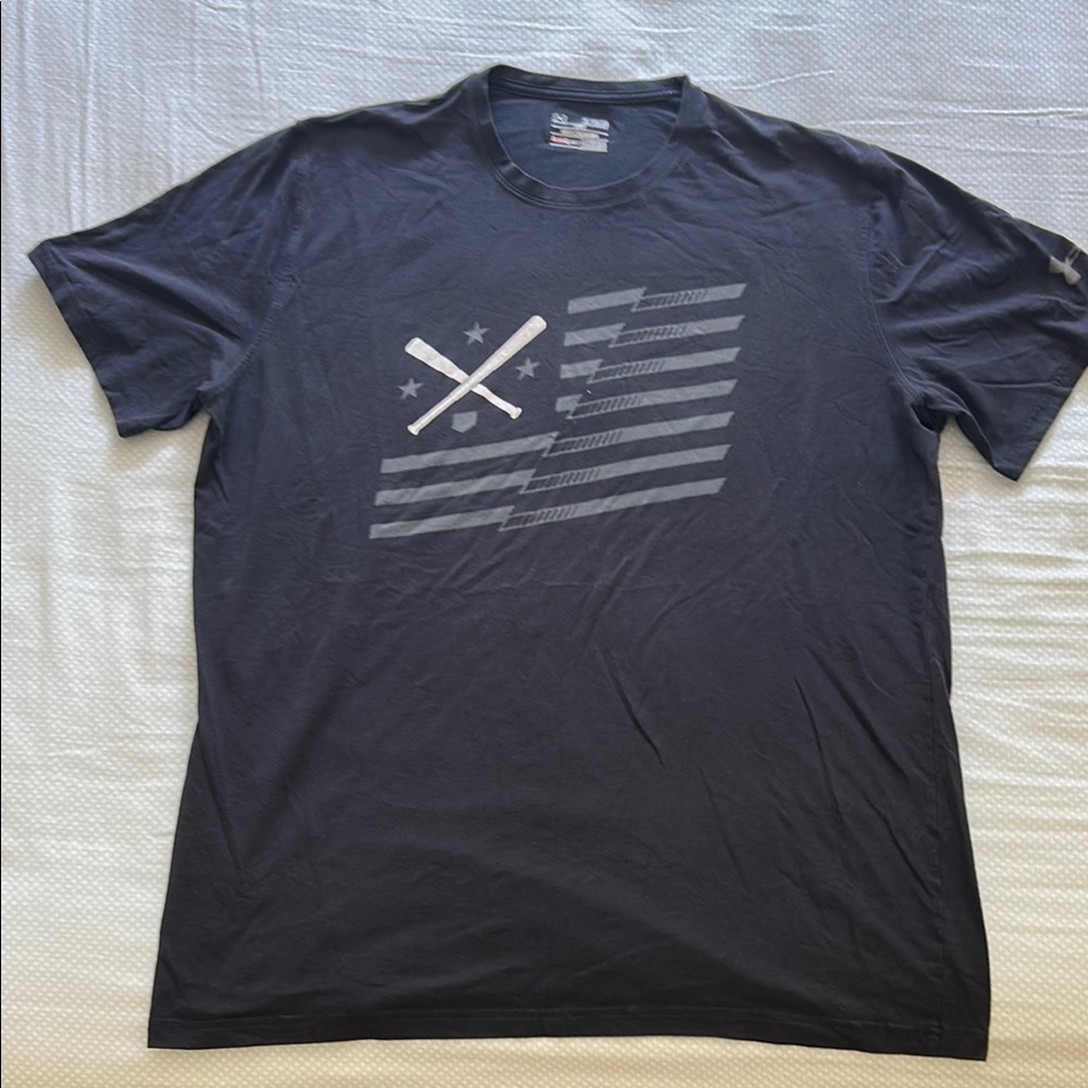 Under Armour Dark Blue Baseball/American Flag Graphic Tee